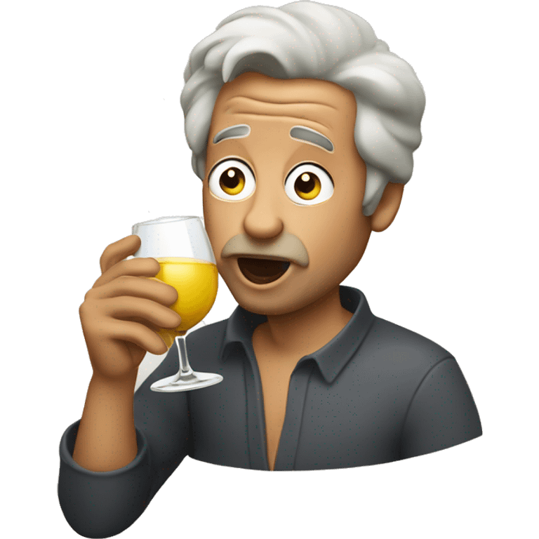  Crazy Man drinking wine eating egg roll emoji