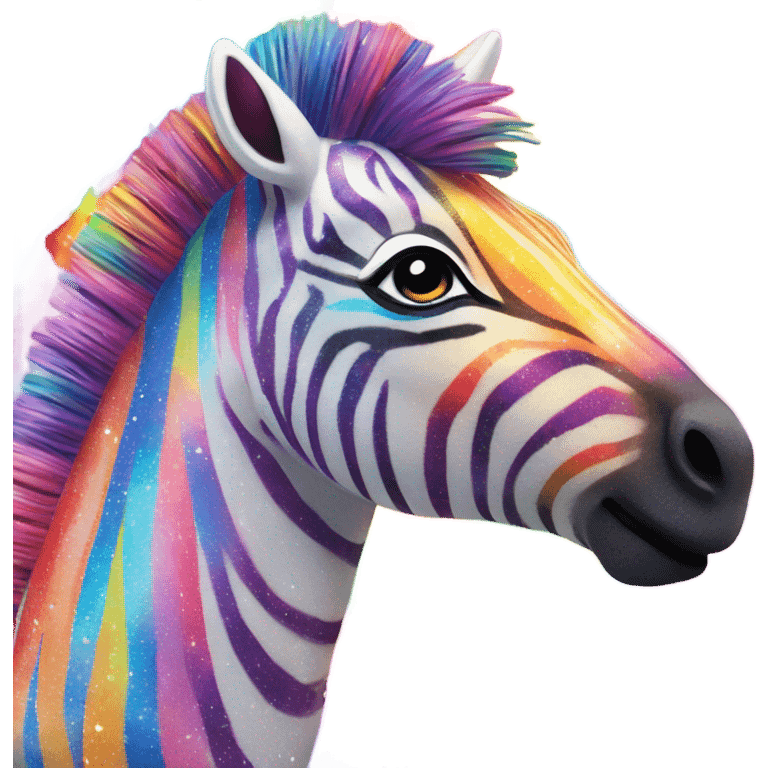 Lisa frank zebra with glitter rainbow stripes emoji