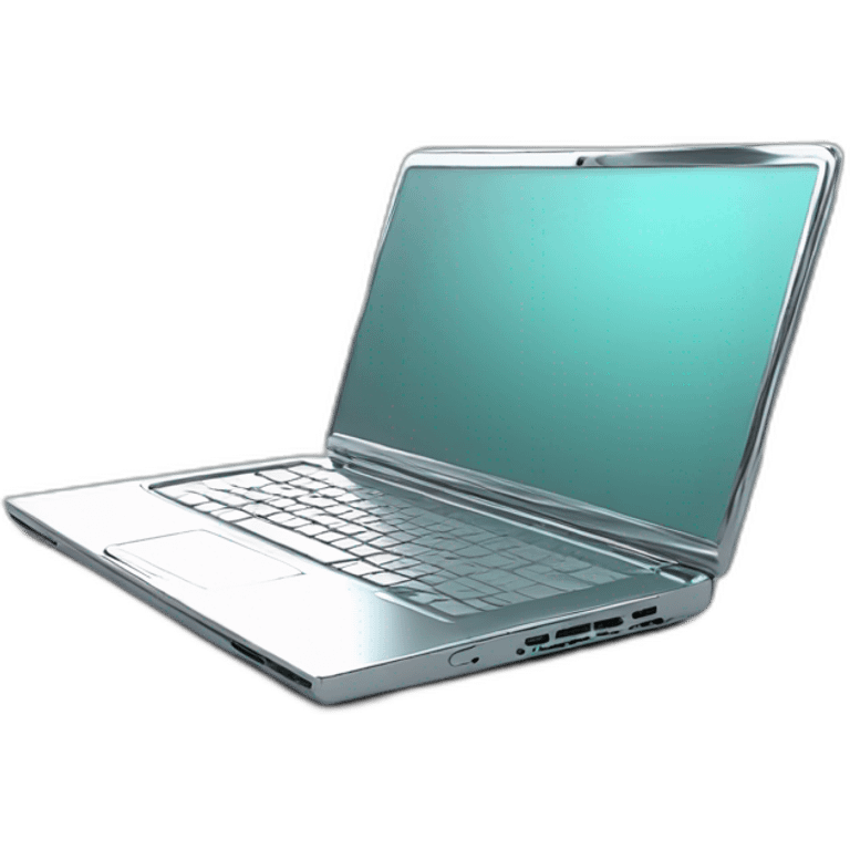 Full chrome plated solid color uncluttered laptop 3d emoji