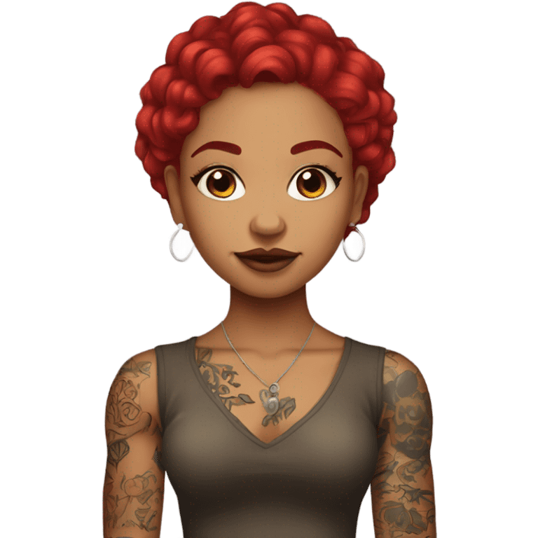 Pretty lightskin girl with red hair and tattoos emoji