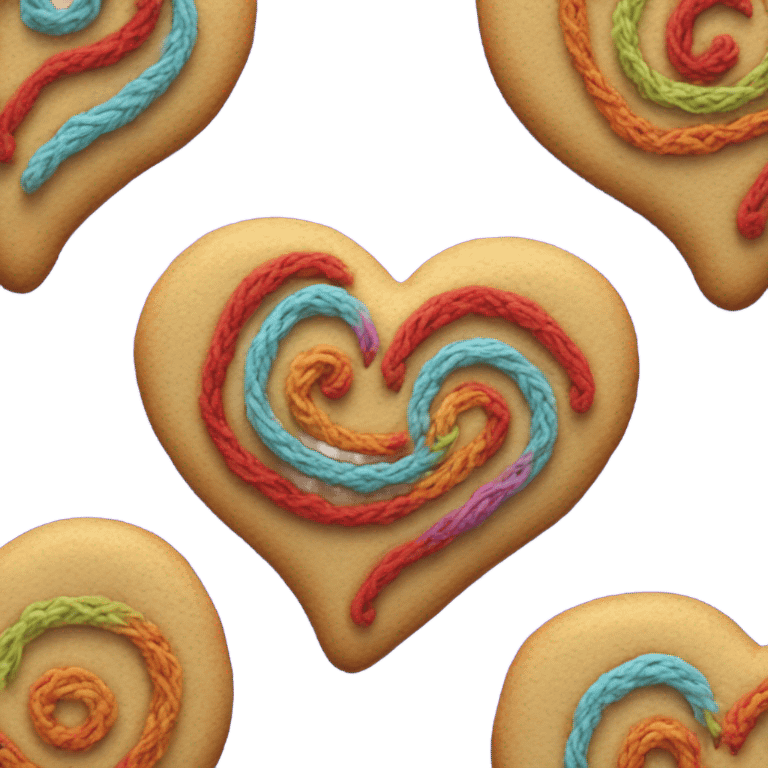 Cookie heart with yarn emoji