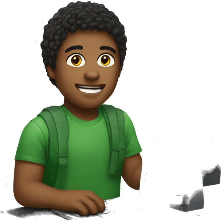 student with computer emoji