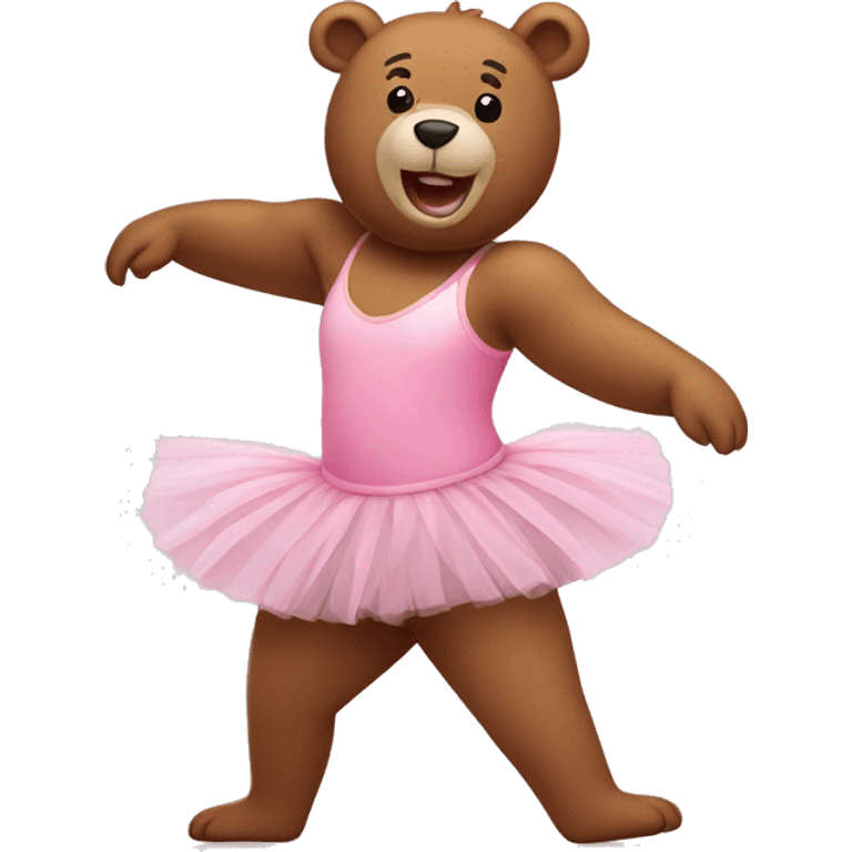 bear doing ballet in pink tutu emoji