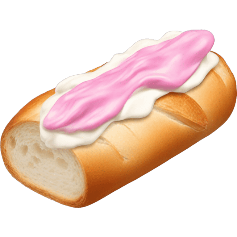 baguette lathered in pink cream cheese emoji