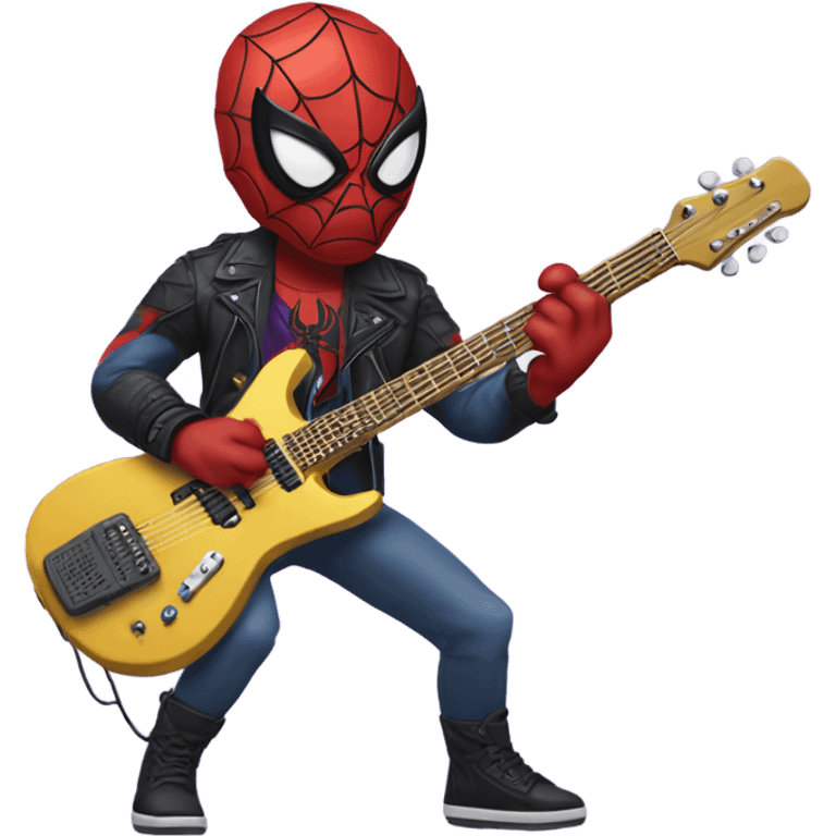 Spider-man playing electro guitar, Iroquois, punk emoji