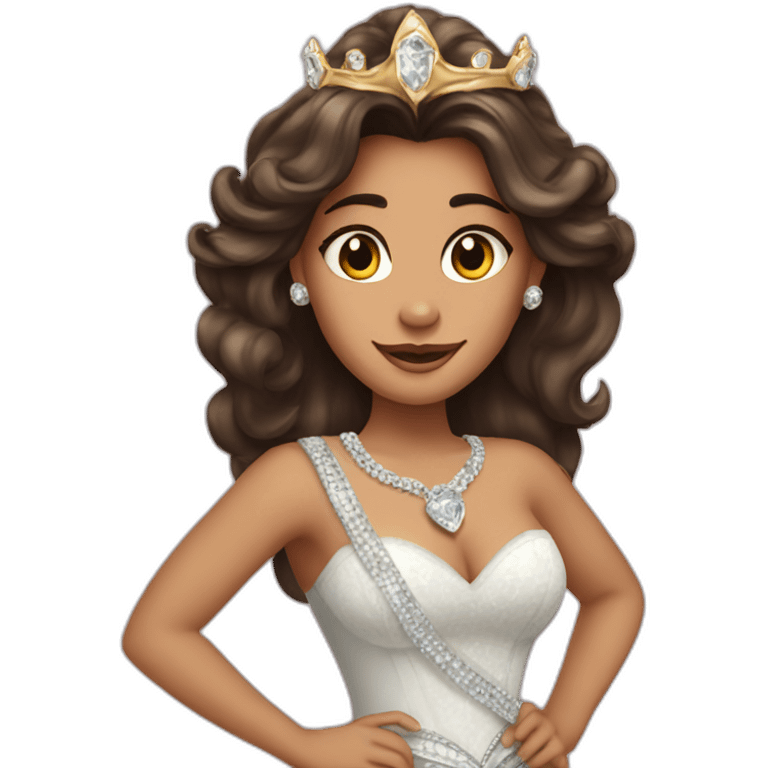 furiouslong haired brunette princess with a big crown with diamonds emoji