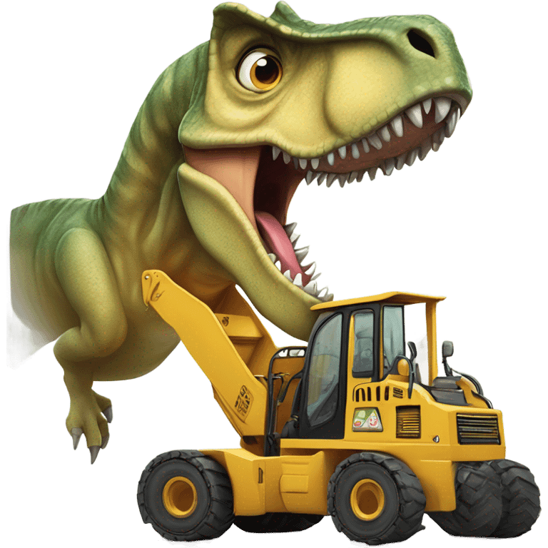 Dinosaur driving a loader emoji