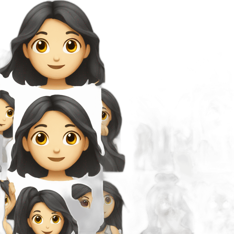 Girl with dark long hair learning Turkish emoji