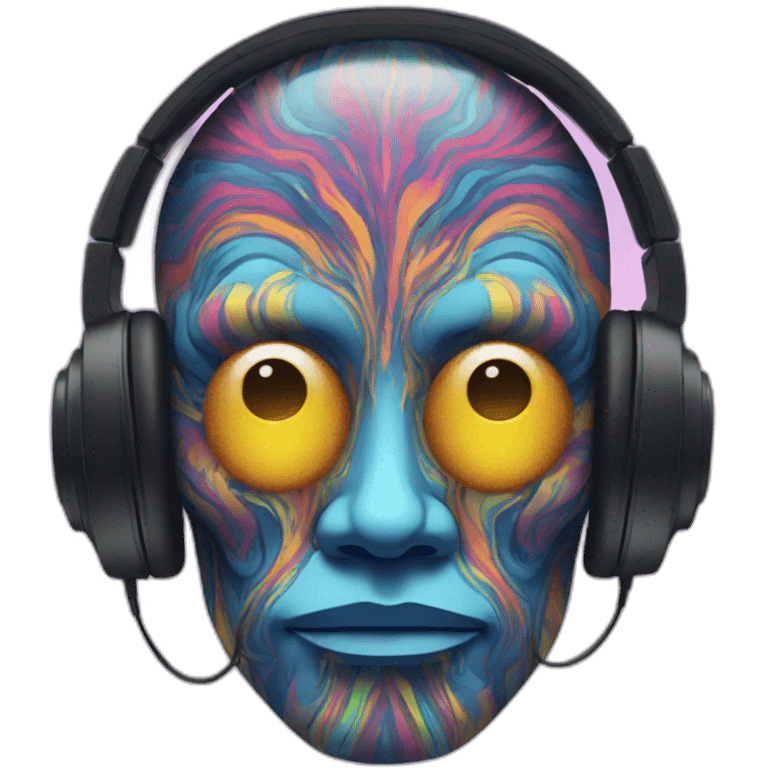 Psychedelic face wearing headphones emoji