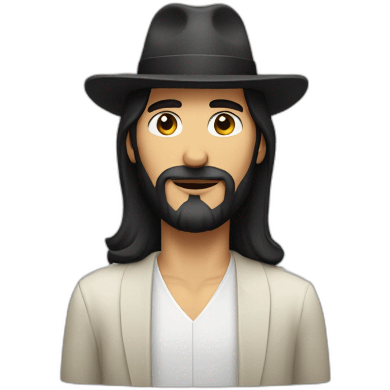 argentinian jesus with black hair and fedora emoji