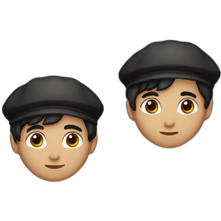 boy with black hair, brown eyes, beard, basque beret emoji