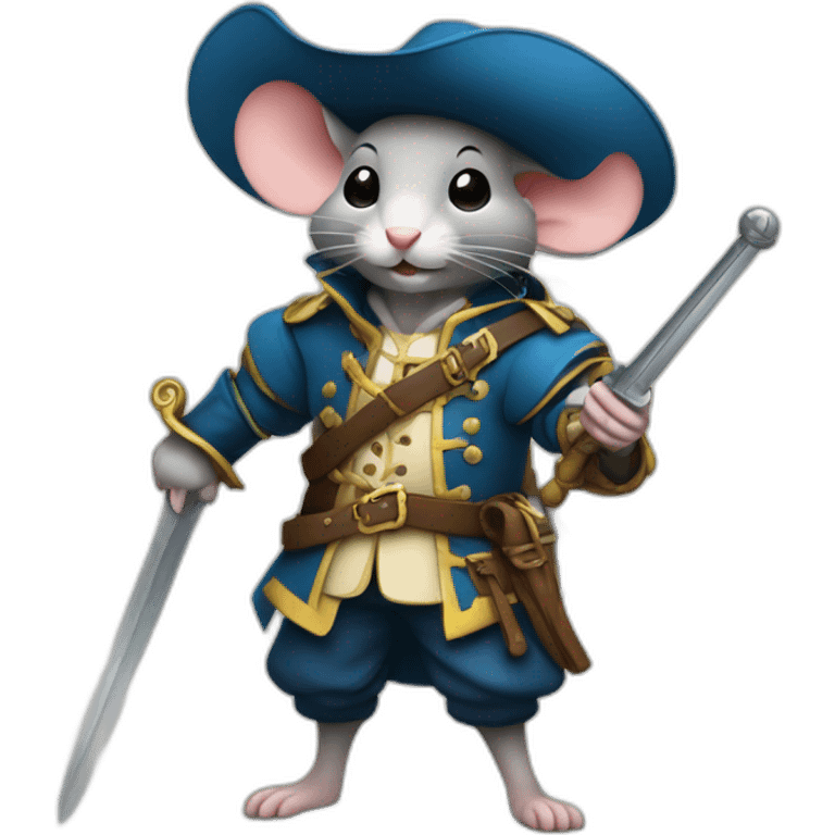 Mouse dressed like a musketeer yielding a sword emoji