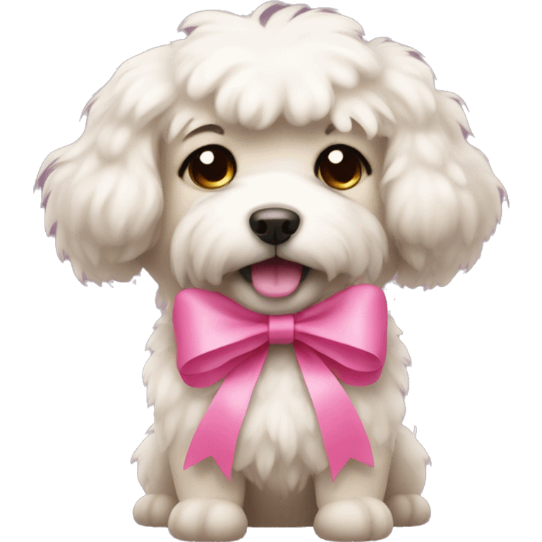 Fluffy dog with a pink bow  emoji