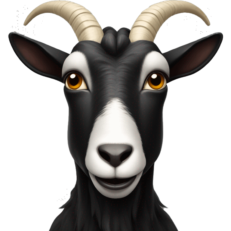 a black and dark goat with two front teeth showing  emoji