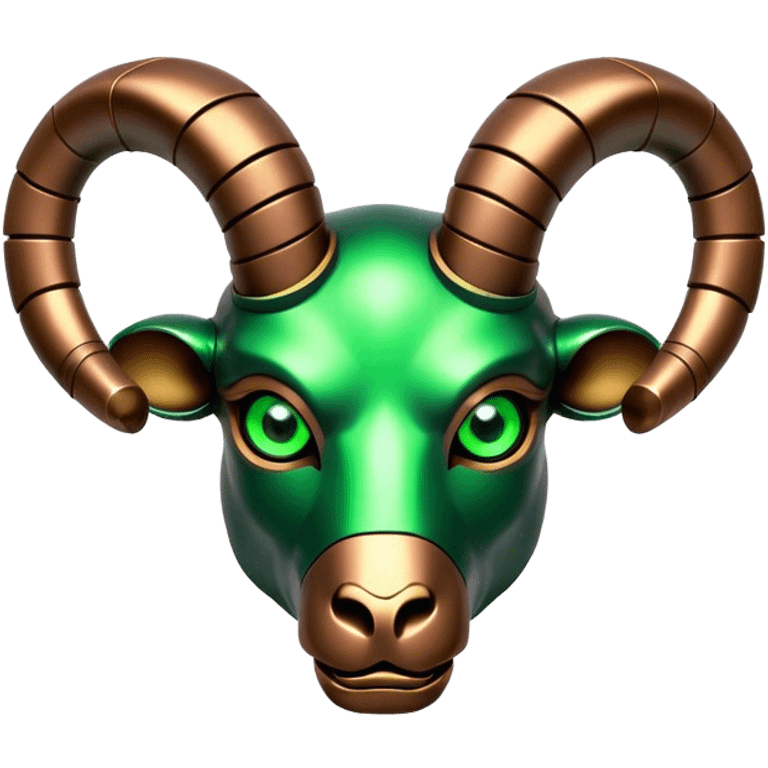 Cyborg Ram(Goat) head green glowing eyes emoji