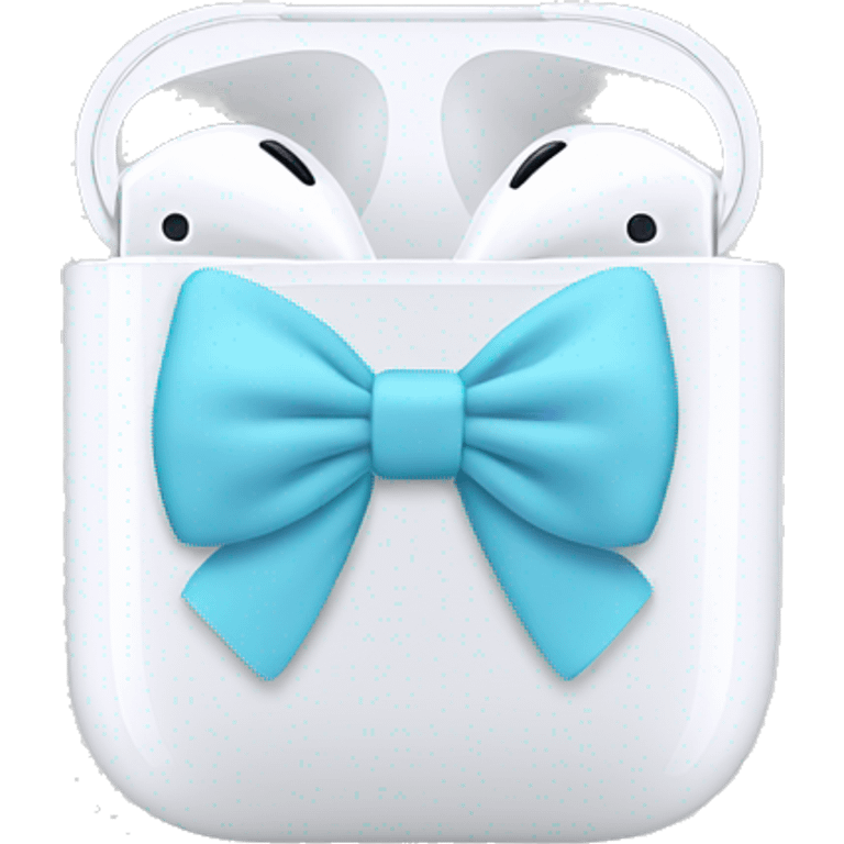 white airpod maxes with light blue bow emoji