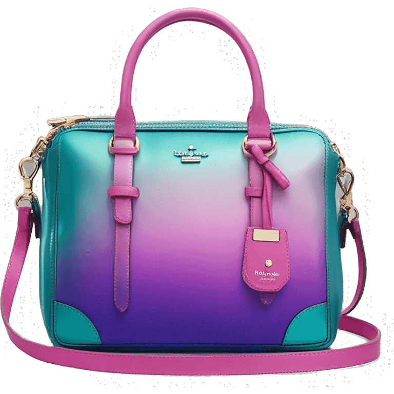 Realistic metallic teal purple pink ombre Kate Spade satchel purse.  emoji