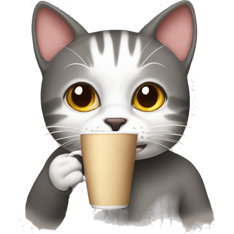 Cat drinking coffee emoji