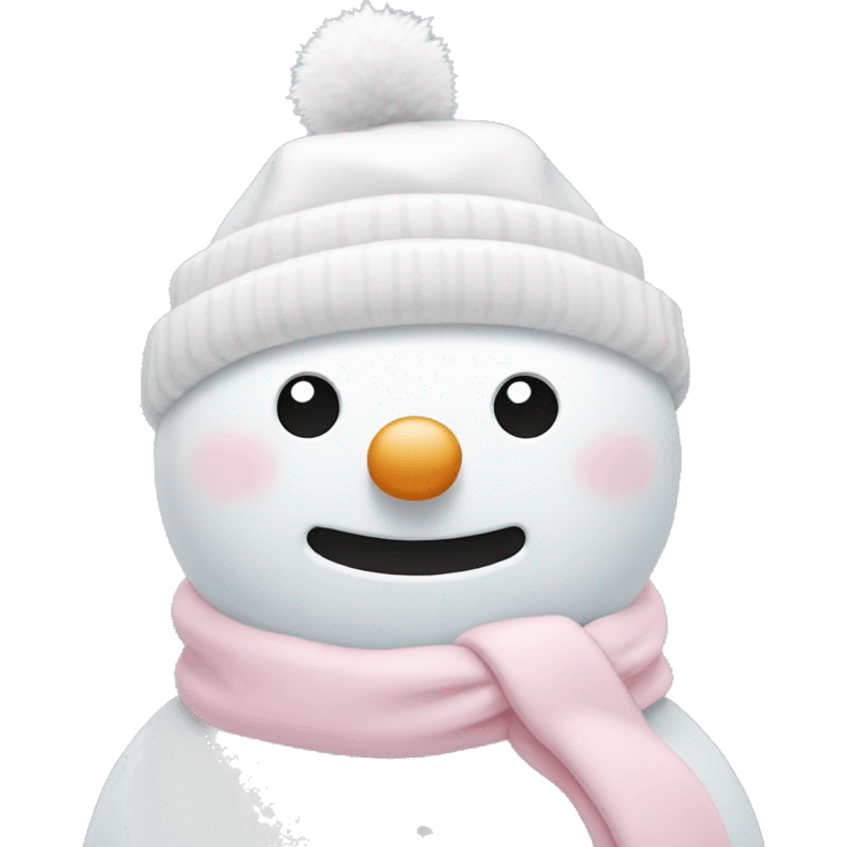 Cute white and light pink snowman emoji