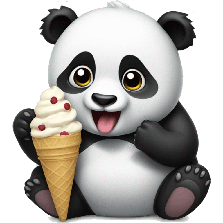 Panda eating ice cream emoji