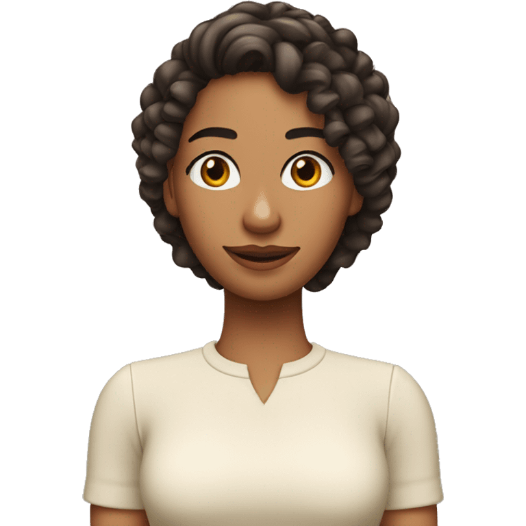 Chica de cabello rizado piel canela y espejuelos  emoji