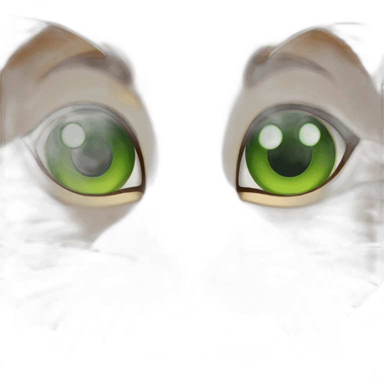 brown and bñack cat with green eyes emoji