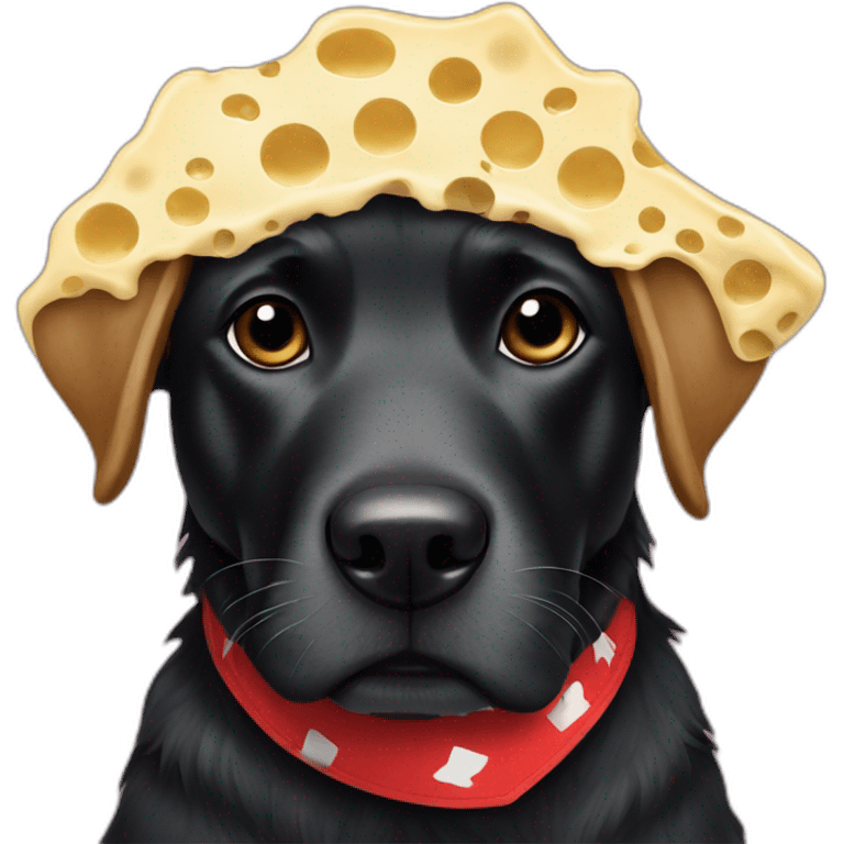 Black dog wearing a Swiss cheese bandana emoji