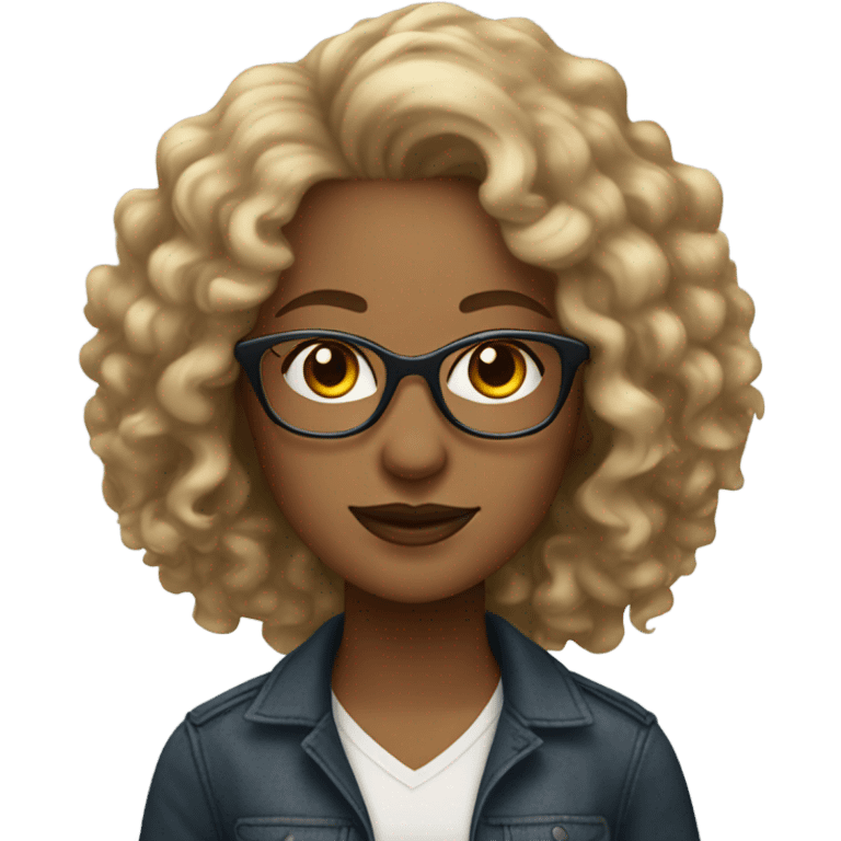 Gorgeous light brown woman with blonde curly hair and glasses emoji