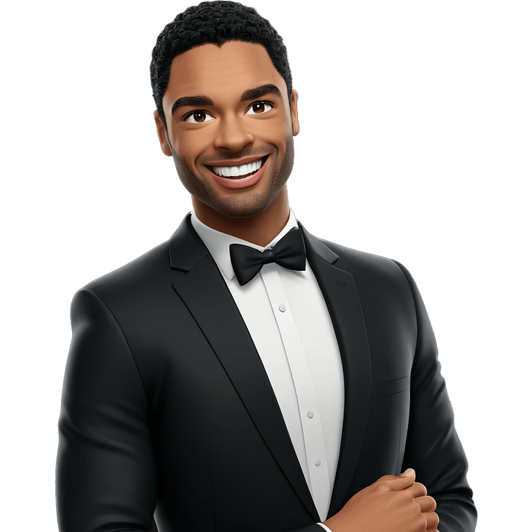 smiling young man in suit emoji