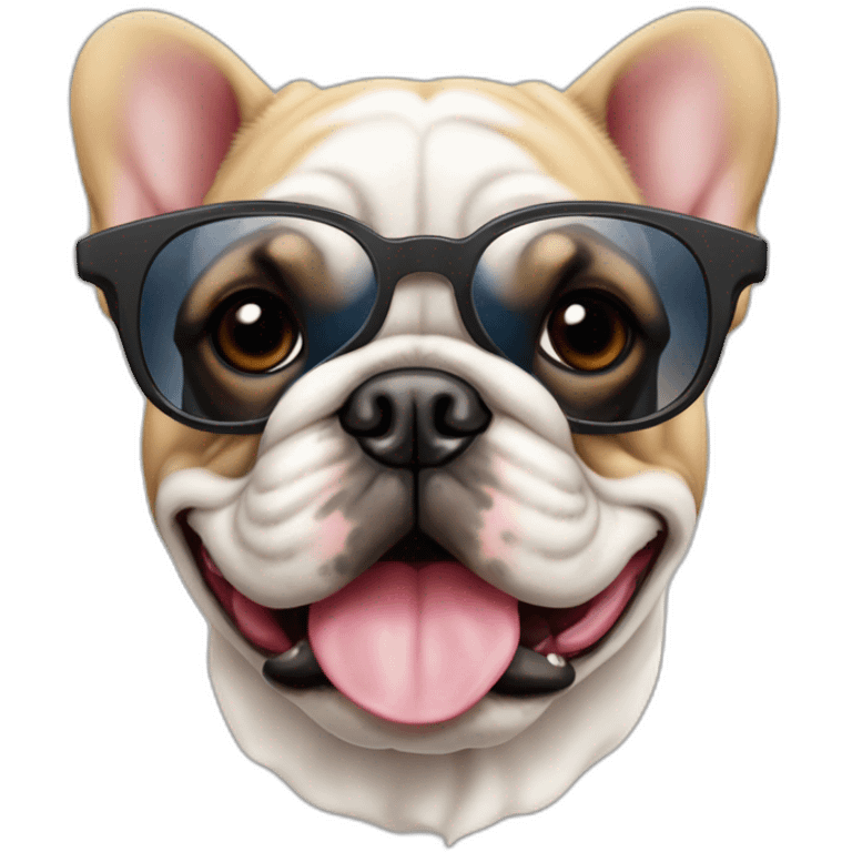 Bouledogue français avec des lunettes de soleil e emoji