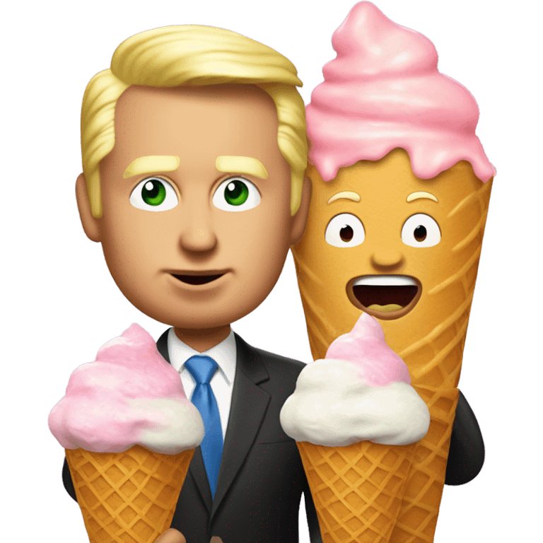 Trump eating ice cream with Elon musk emoji