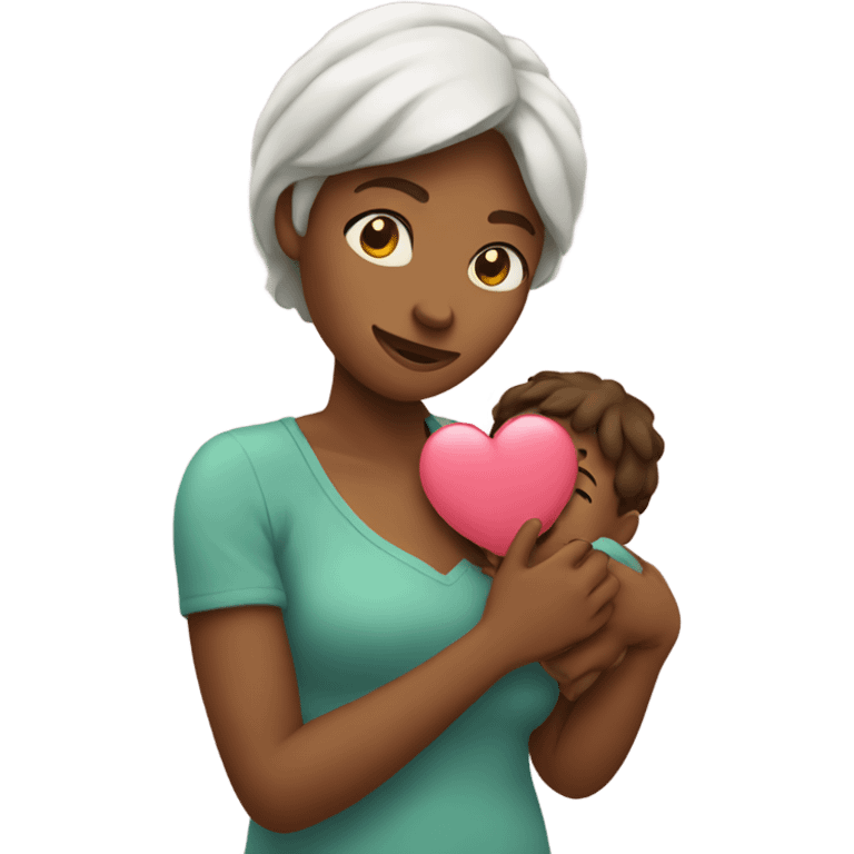 Mother holds her heart in her arm emoji