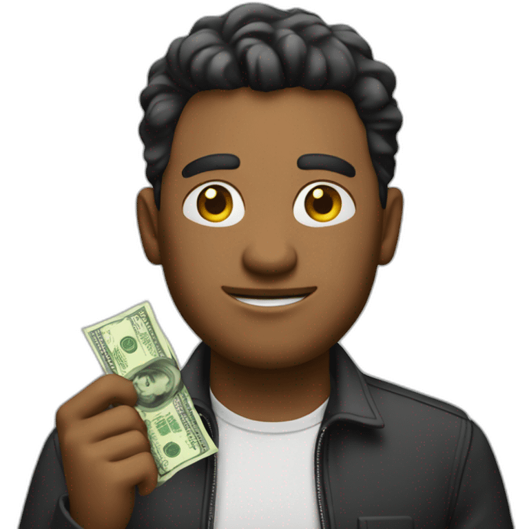 the man holding the money emoji