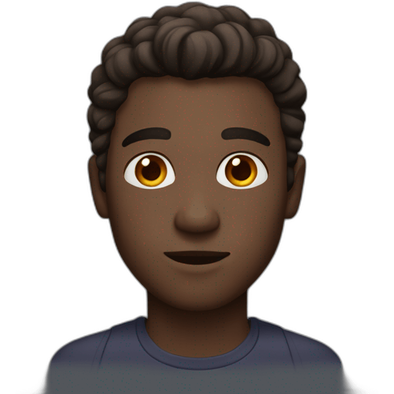 A dark man with brown eyes and medium length hair emoji