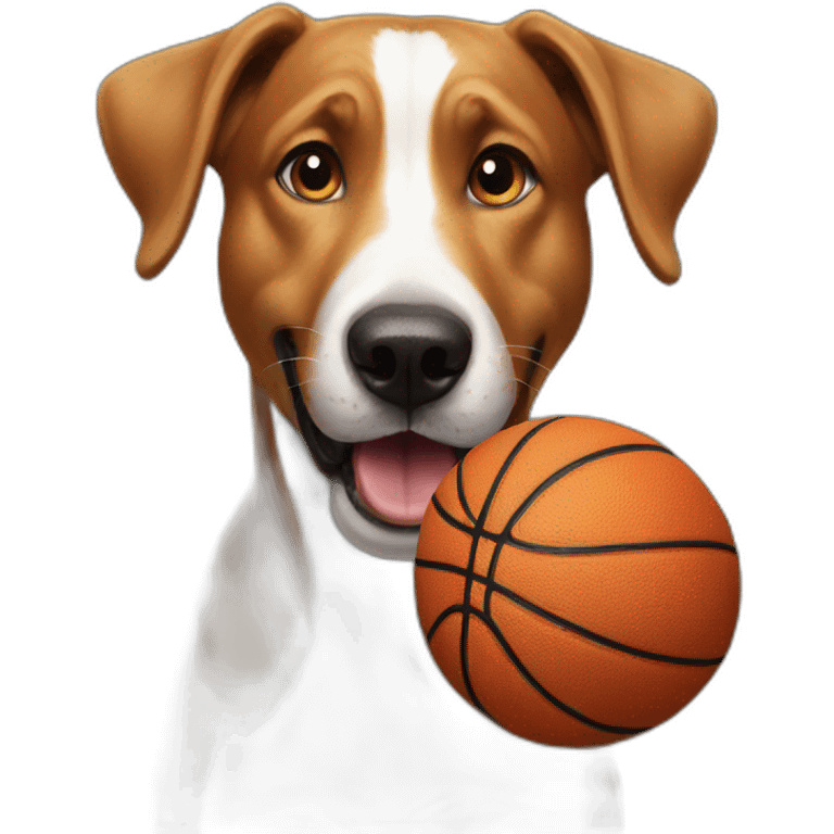 surprised dog with a basketball emoji