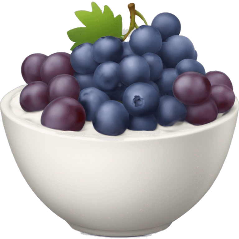 yoghurt bowl with grapes and blueberries emoji