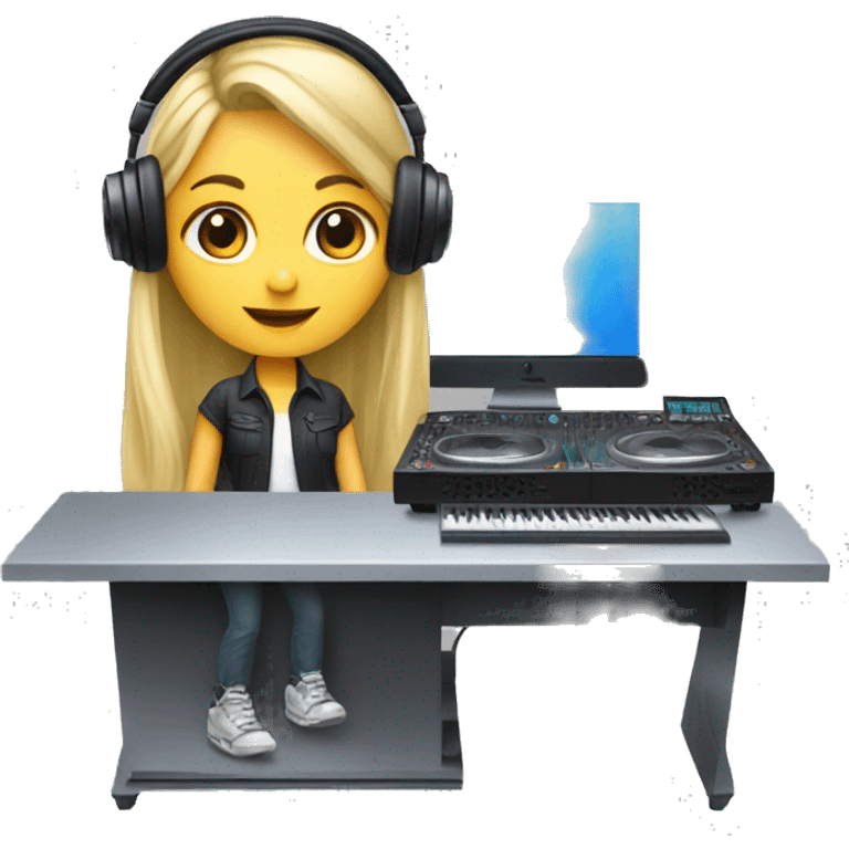 Audio technician blonde girl with a dj desk emoji