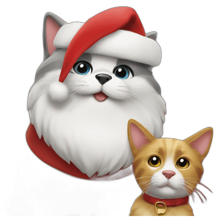 santa cat and dog emoji