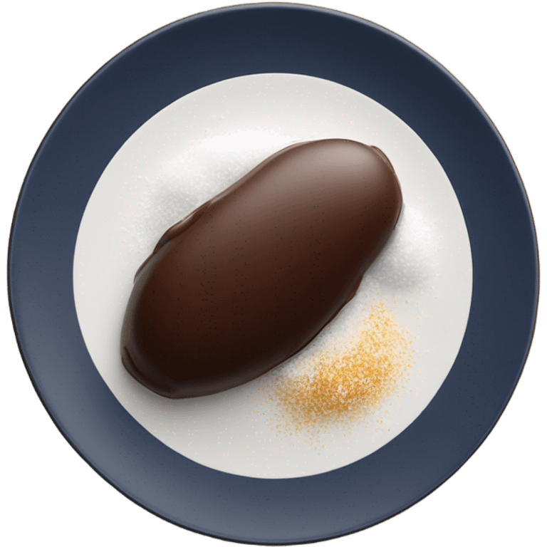 chocolate quenelle on plate with salt flakes sprinkled on top emoji