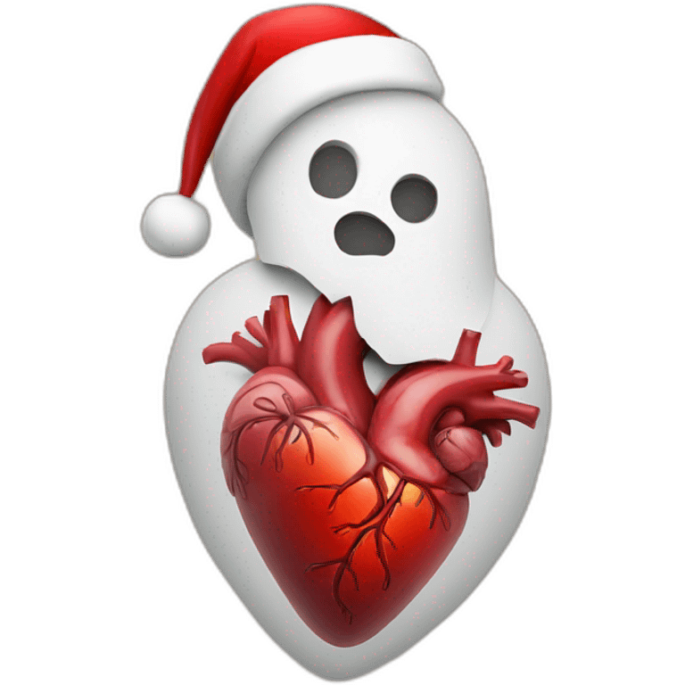 anatomical heart wearing santa hat emoji