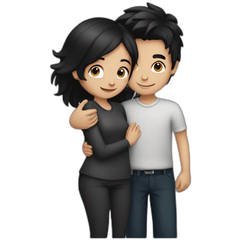 dark hair girl hugging dark hair boy  emoji