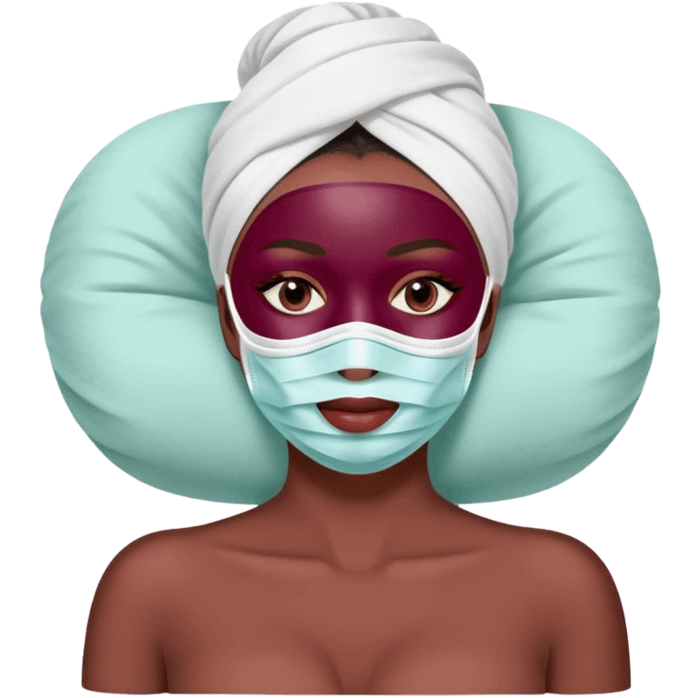 Lady with face mask spa beauty full face relaxing Burgundy emoji