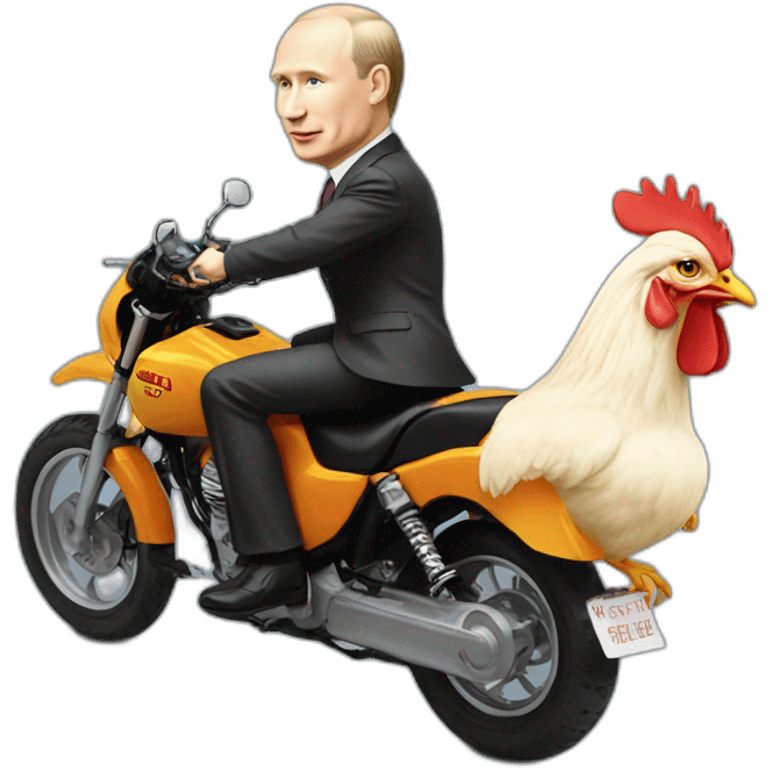 Miniature putin rides a chiken emoji