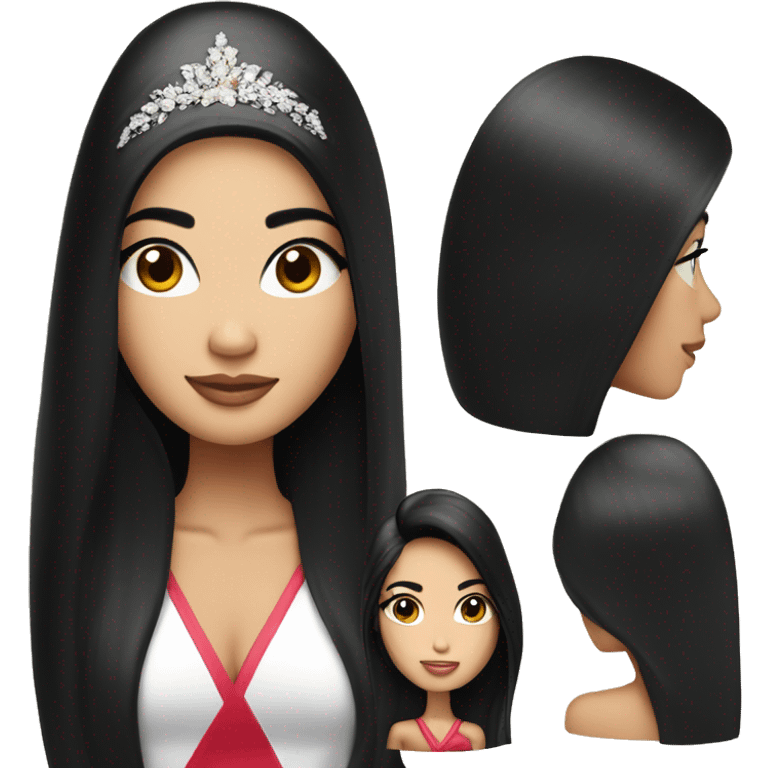 Miss universe southeast Asian with long straight black hair emoji