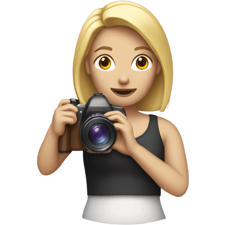 Woman taking photography with blond hair emoji