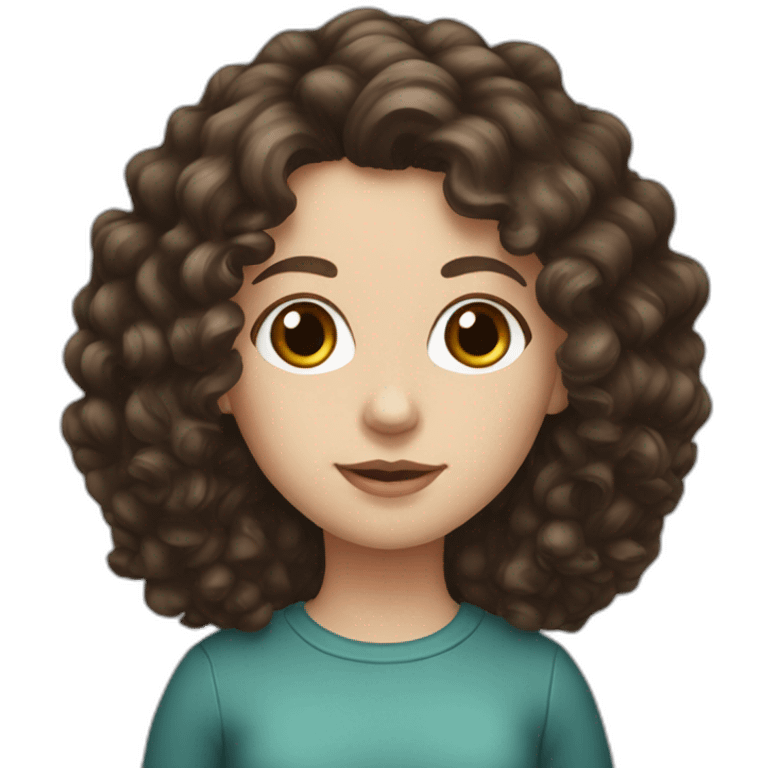 white girl with dark brown curly hair emoji