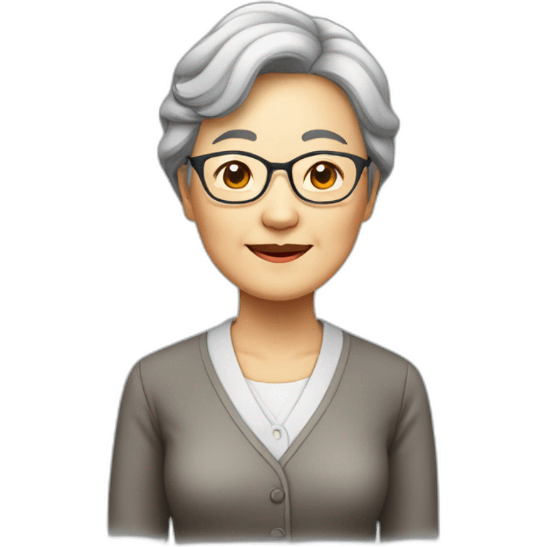 Chinese senior lady teacher wear glasses standing emoji