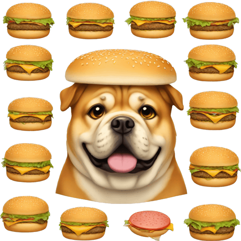 Fat dog with burger hat emoji