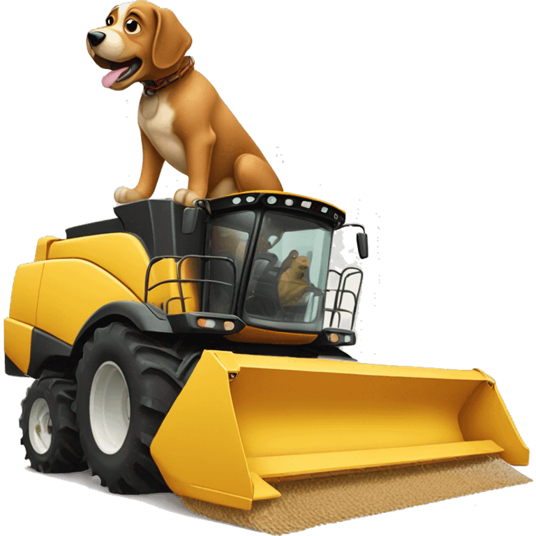 Make a dog driving a combine harvester emoji