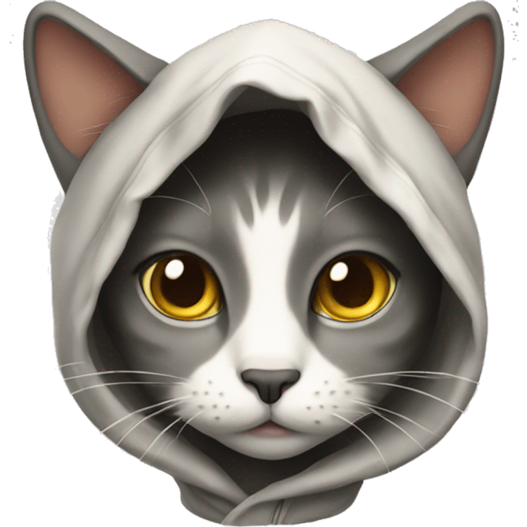 Cat wearing a hodie emoji